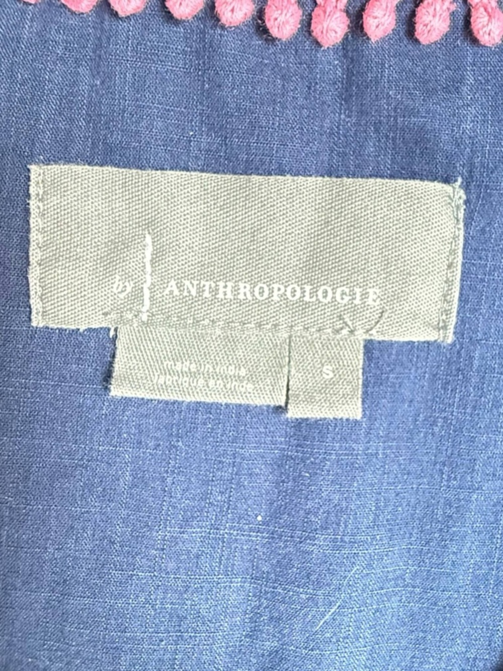 Anthropologie Shirt Women Blue Embroidered Relaxed Button Up Size S - Picture 7 of 13